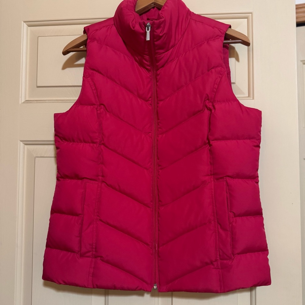 Lands' End Bright Pink Puffer Vest Goose Down